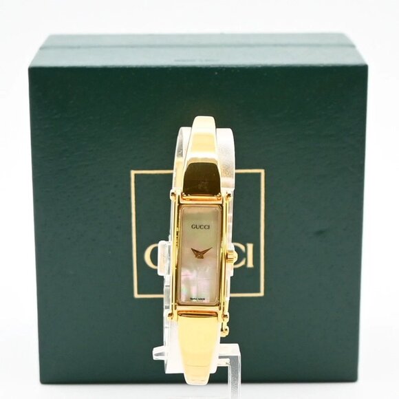 GUCCI 1500L 12 mm Shell Quartz Bangle Bracelet Watch Gold-Plated Gold - Picture 1 of 16